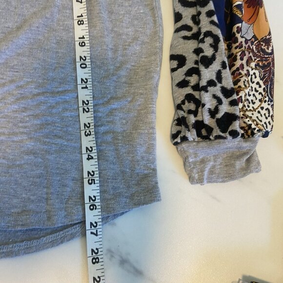Adora Long Sleeve Top Blouse Cheetah Floral Print Size S Balloon Sleeve Boutique - Picture 10 of 10
